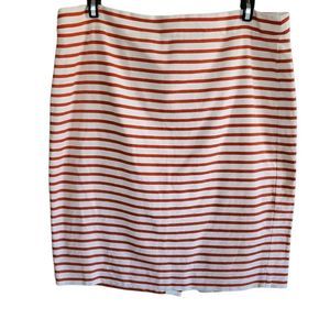 J. Crew Women's No. 2 Pencil Spiced Orange & Ivory Striped Linen Skirt | Size 12